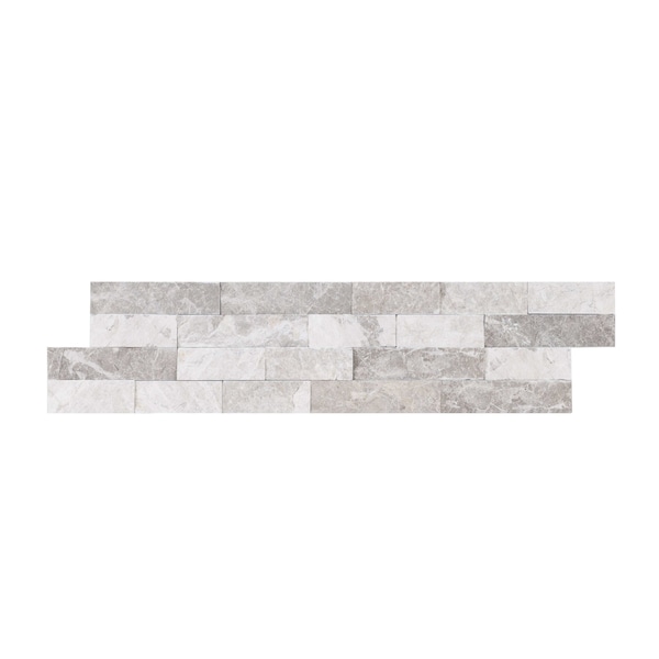 Luna Gray 6 In X 24 In Marble Splitface Stacked Stone Ledger Panel 6PK